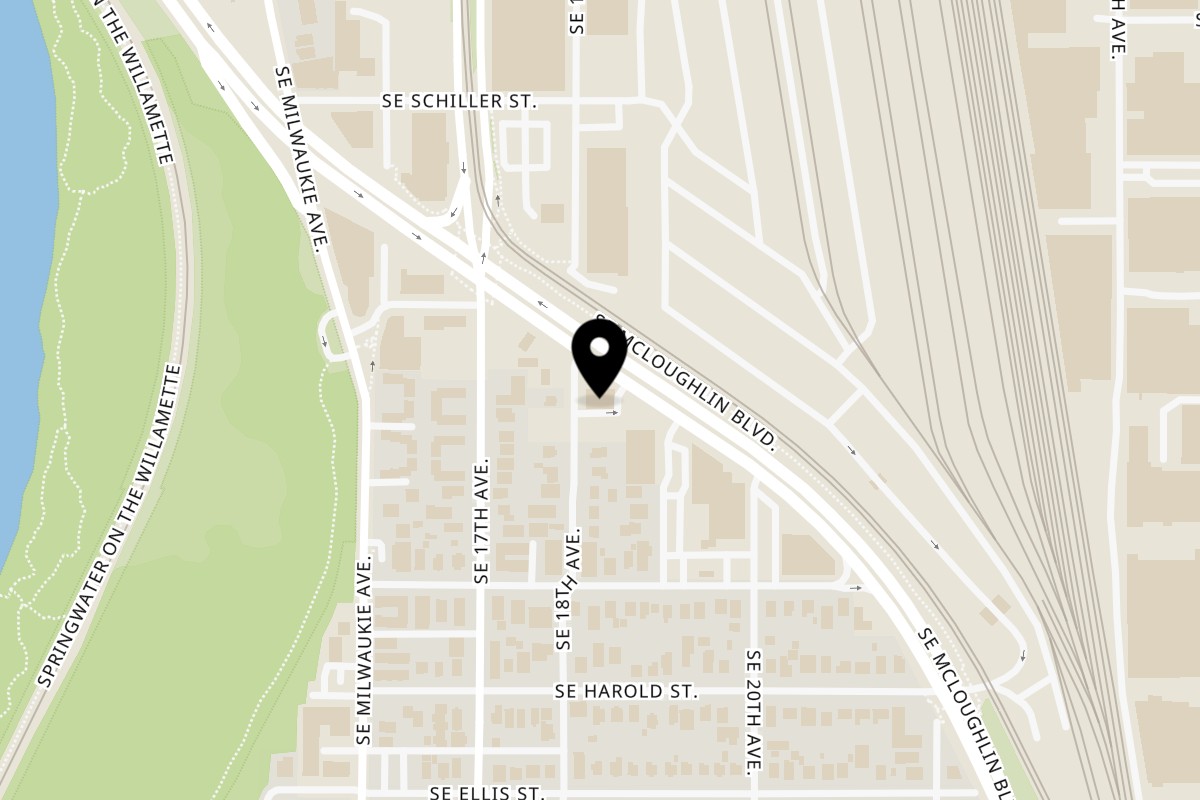 Map showing the location of Shaka Shack on 5145 SE McLoughlin Blvd suite D in Portland